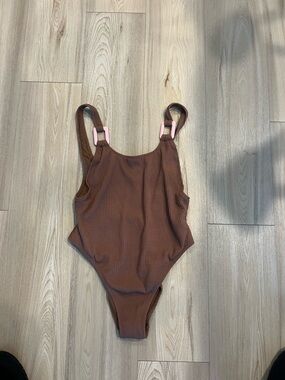 High-Cut One-Piece Swimsuit in Brown